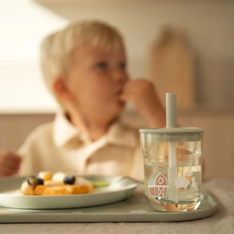 Bicchiere con cannuccia 250 ml Little Farm