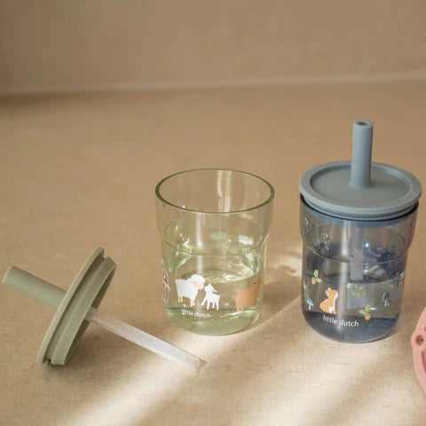 Bicchiere con cannuccia 250 ml Little Farm