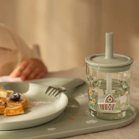 Bicchiere con cannuccia 250 ml Little Farm