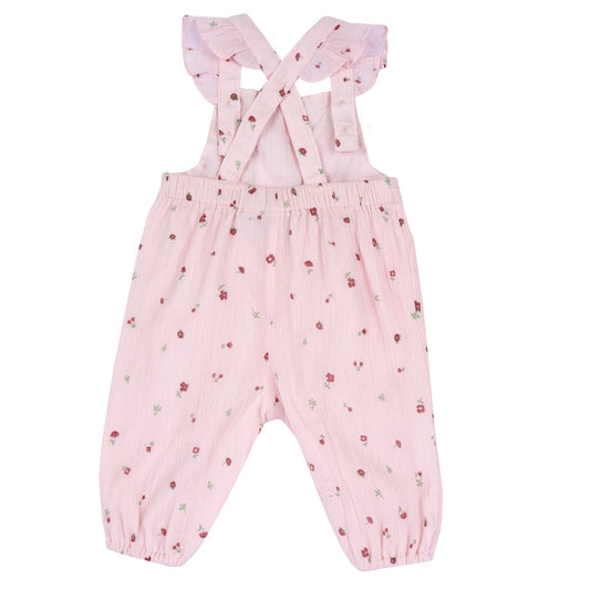 Salopette a fiori in garza di cotone