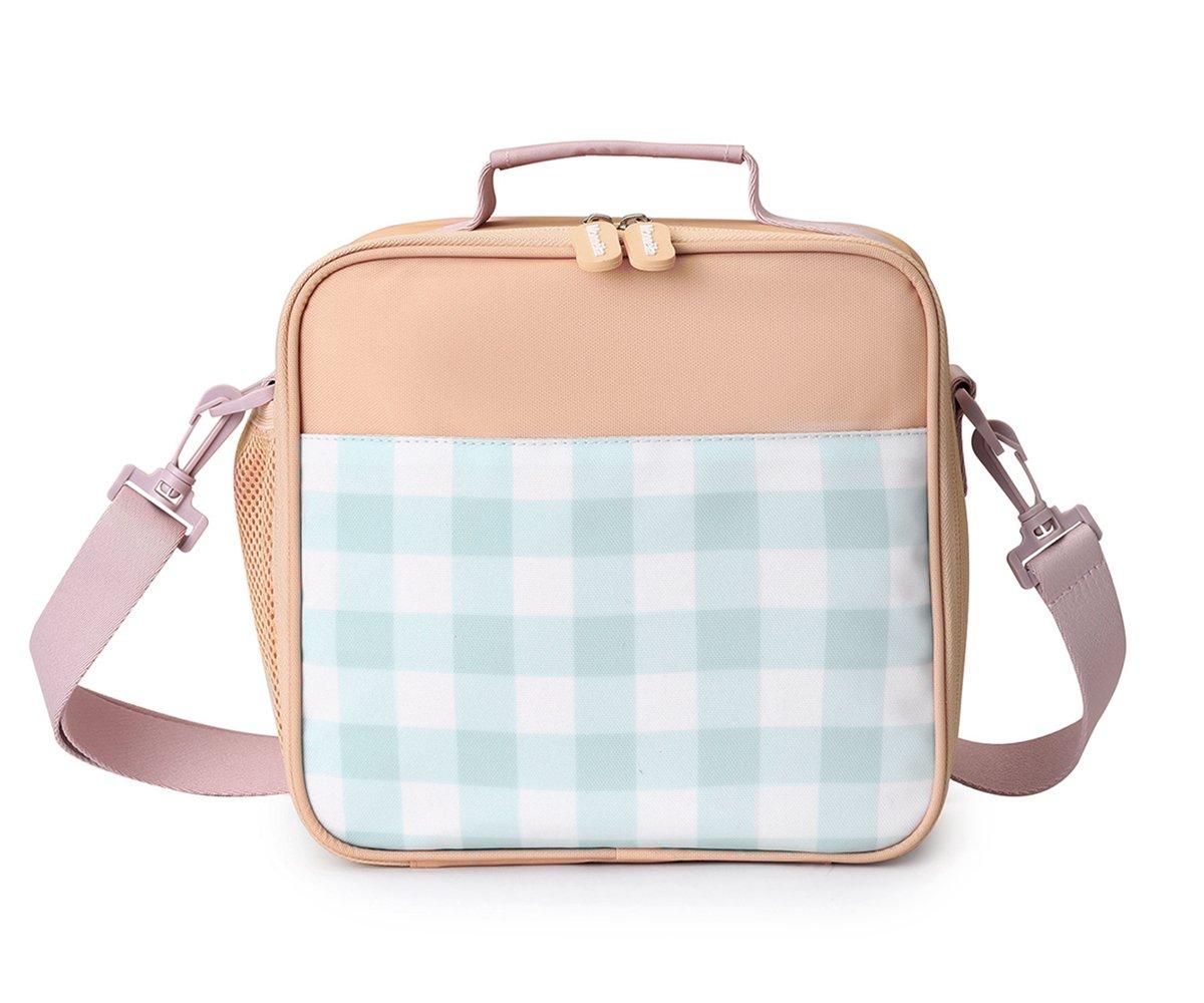 Borsa Termica Rigida Apricot-Vichy Aqua Personalizzabile