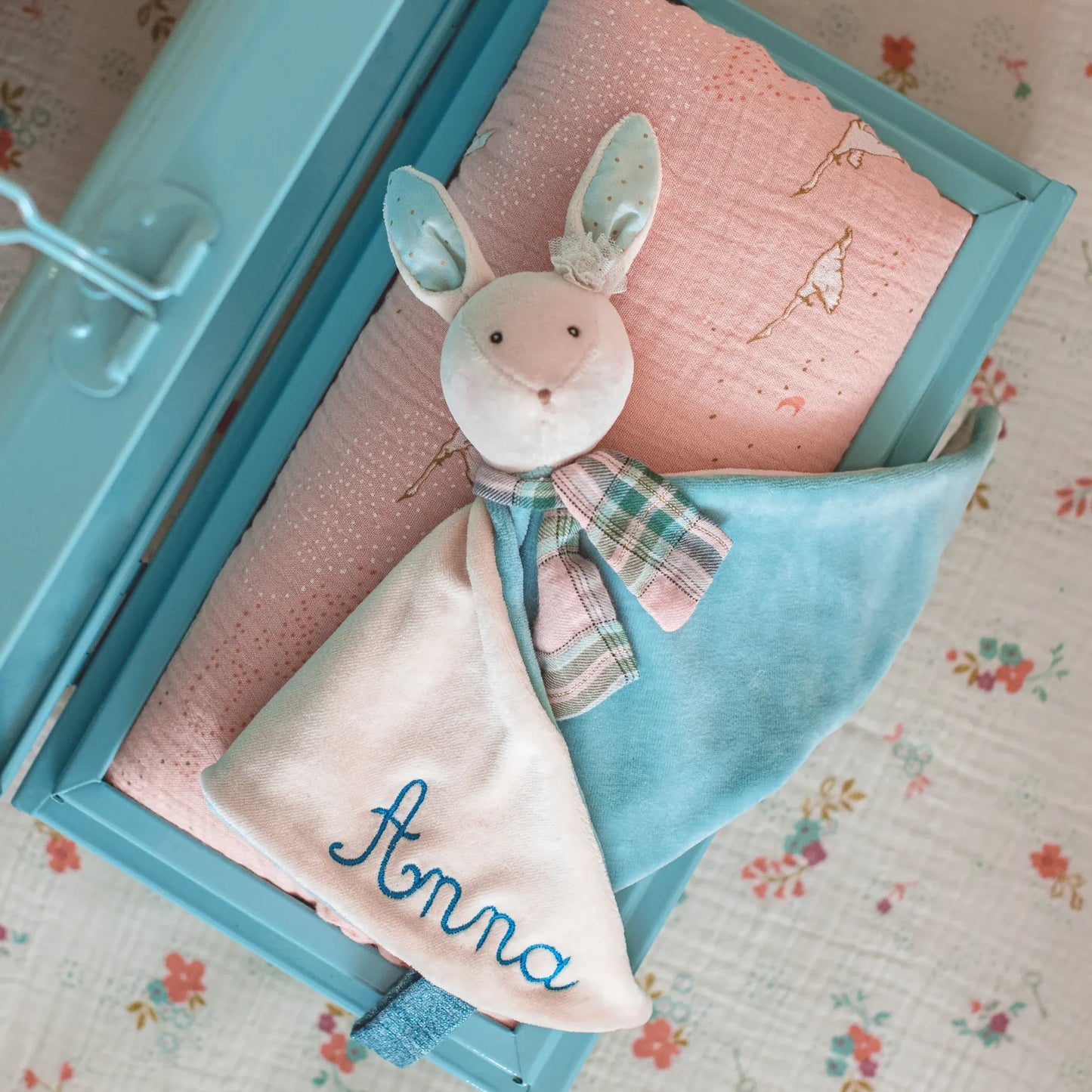 Doudou coniglietto azzurro