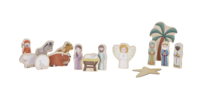 Presepe con personaggi di legno
