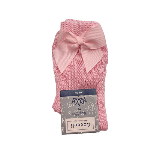 Calzini lunghi traforati con fiocchetti