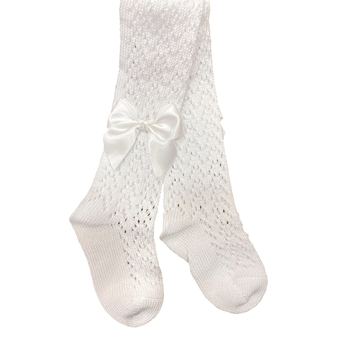 Collant bambina in filo di cotone con fiocchetto
