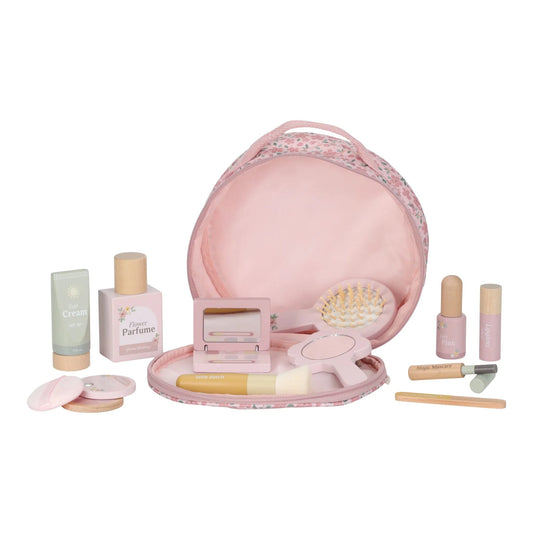 Beauty case con trucchi di legno