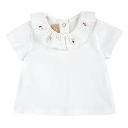 T-shirt con ricami sul colletto