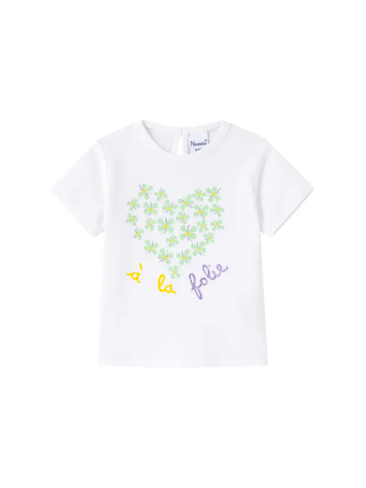 T-shirt mezza manica con stampa a cuore