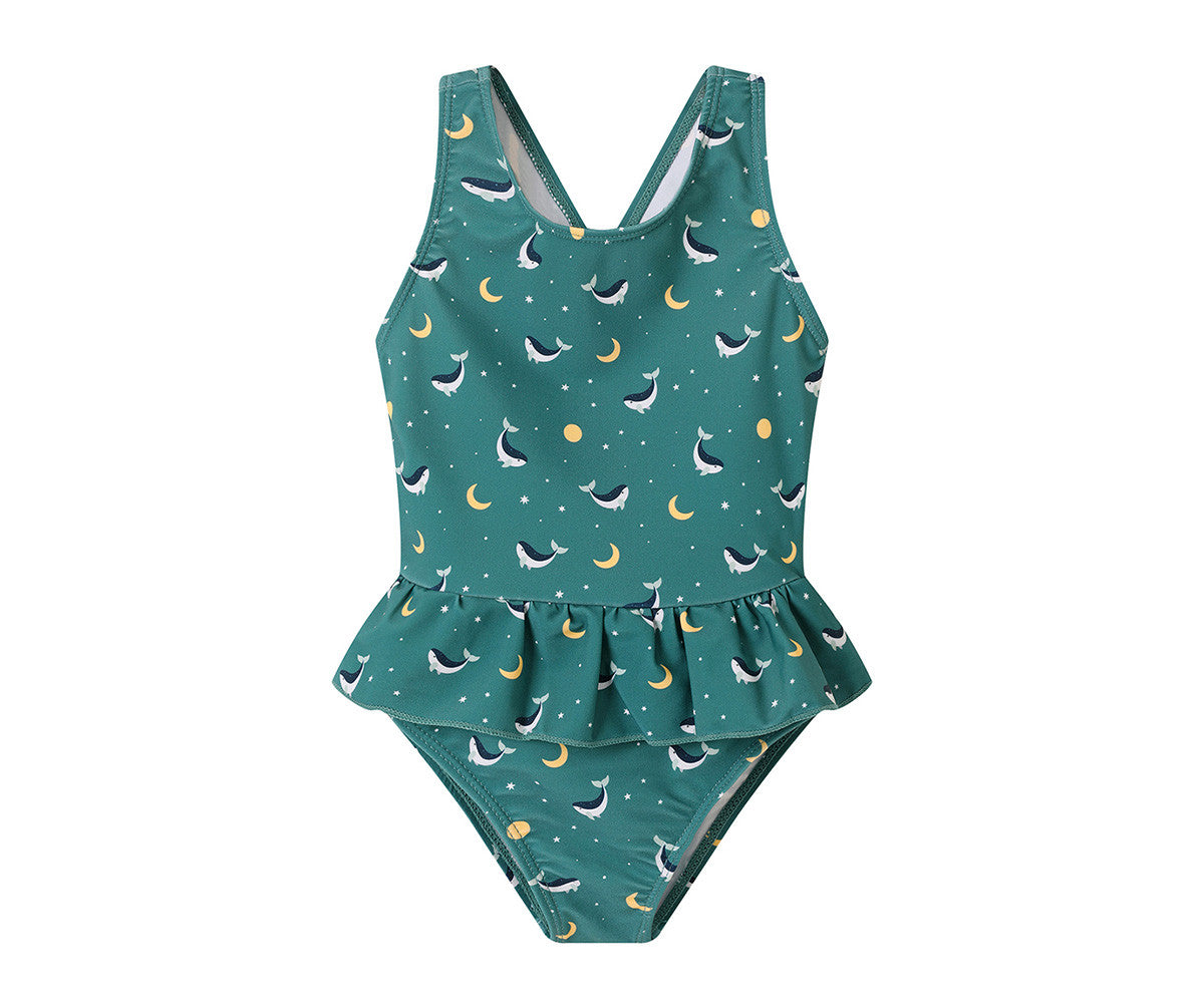 Costume Intero Incrociato con volant Teal Whale