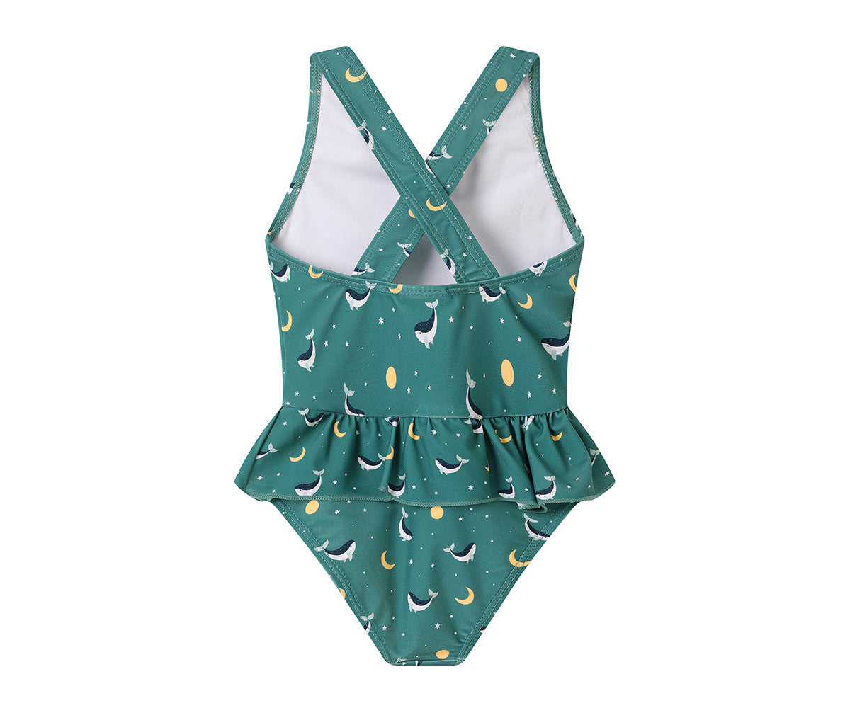 Costume Intero Incrociato con volant Teal Whale