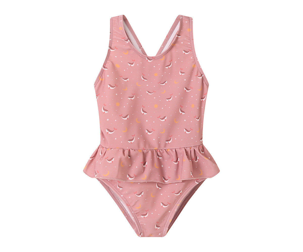 Costume Intero Incrociato con volant Pink Whale