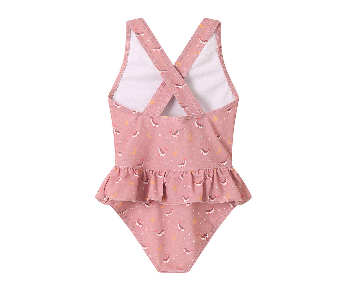 Costume Intero Incrociato con volant Pink Whale
