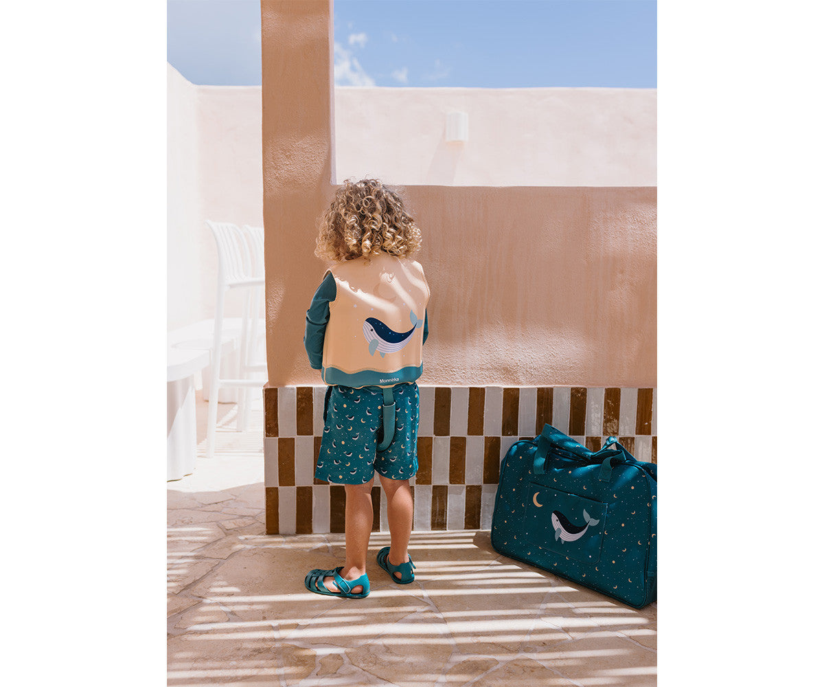 Borsa Spiaggia Anti Sabbia Teal Whale Personalizzabile