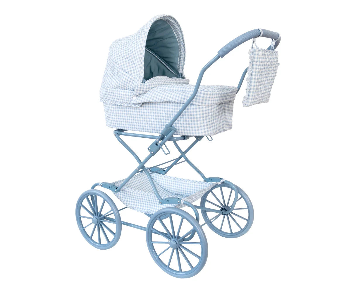 Carrozzina Bambole Vichy Blue Personalizzabile