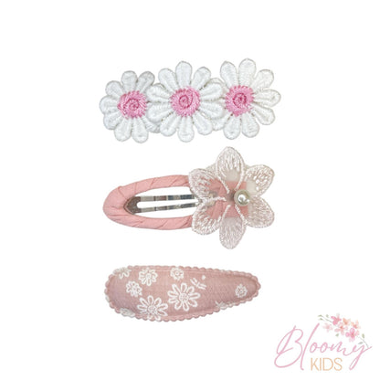 Set clip e fermaglio rosa