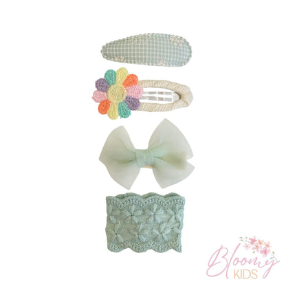 Set clip verde salvia