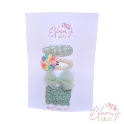 Set clip verde salvia