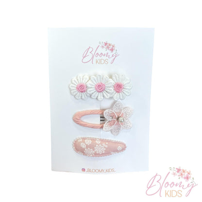 Set clip e fermaglio rosa