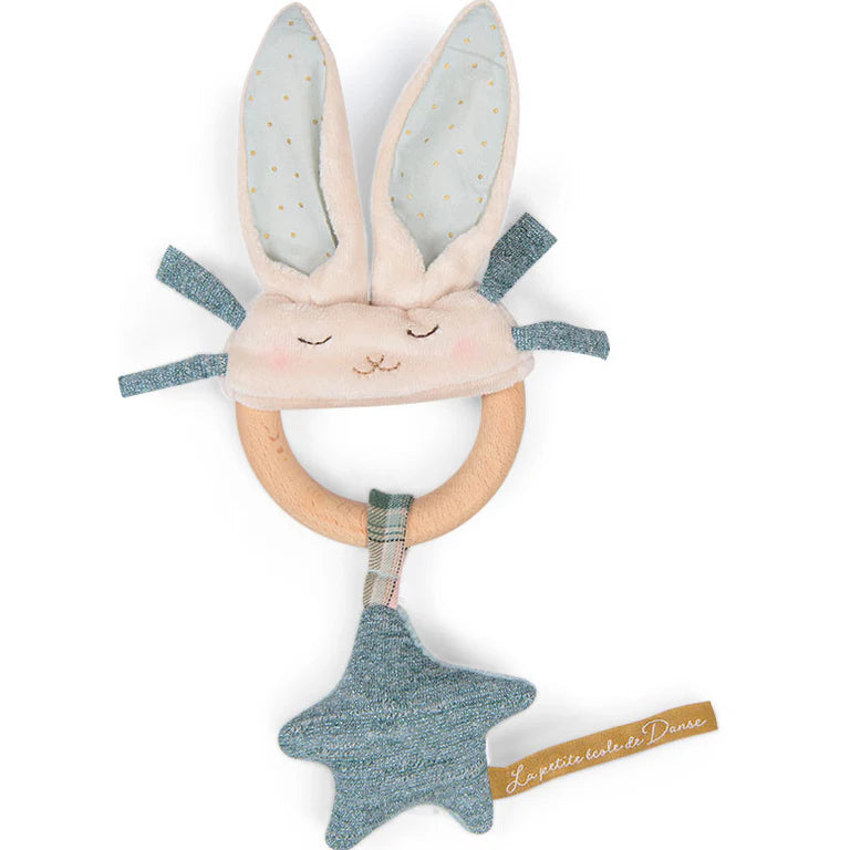 Sonaglio in legno coniglietto azzurro