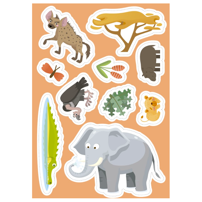 Stickers e attività. La savana