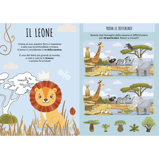 Stickers e attività. La savana